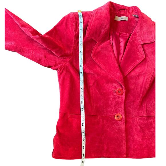 Vintage i.e. Red Suede Blazer 90s Y2K Dark Academia Medium - Picture 7 of 8